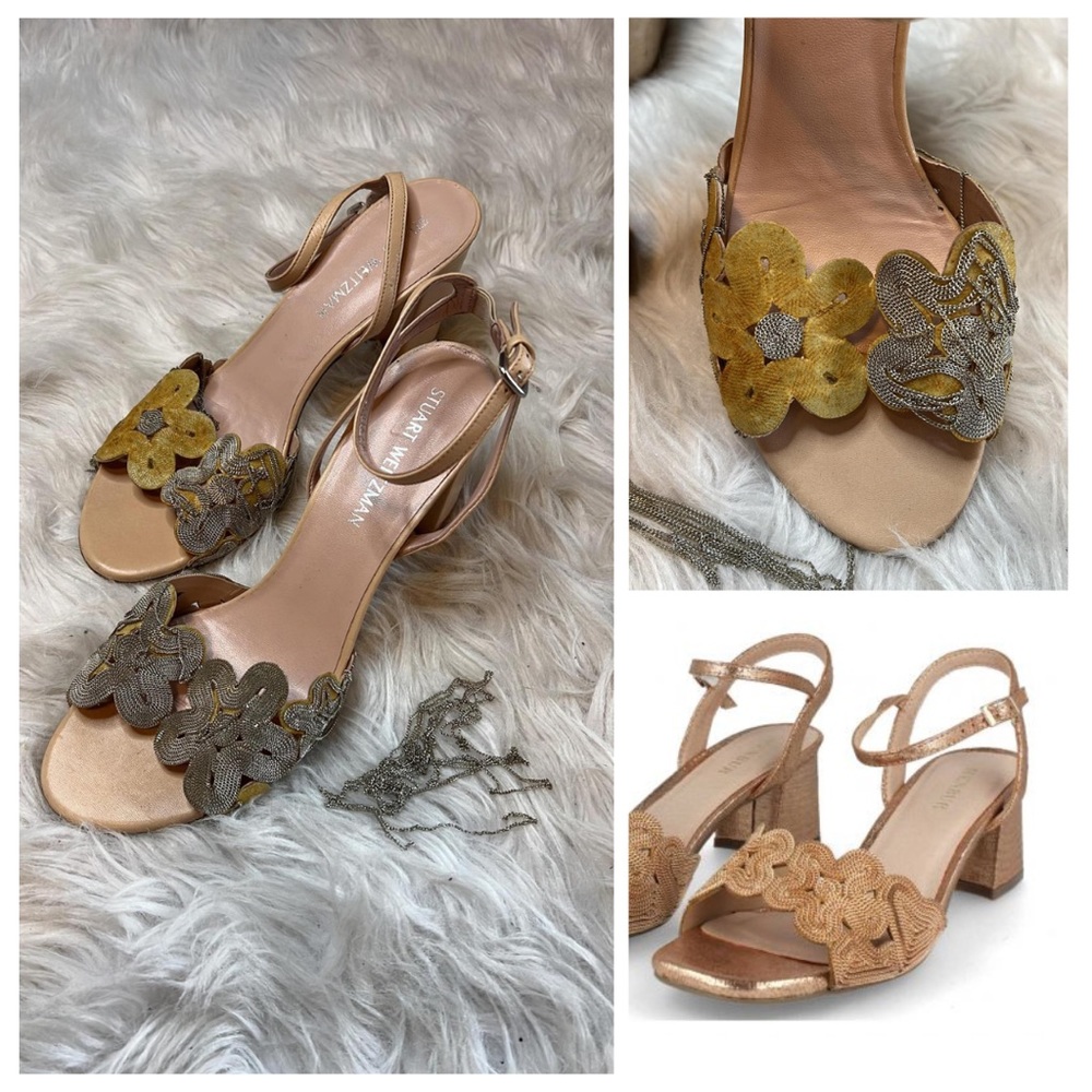 Stuart Weitzman Floral Sandals - Cream - Picture 1 of 14